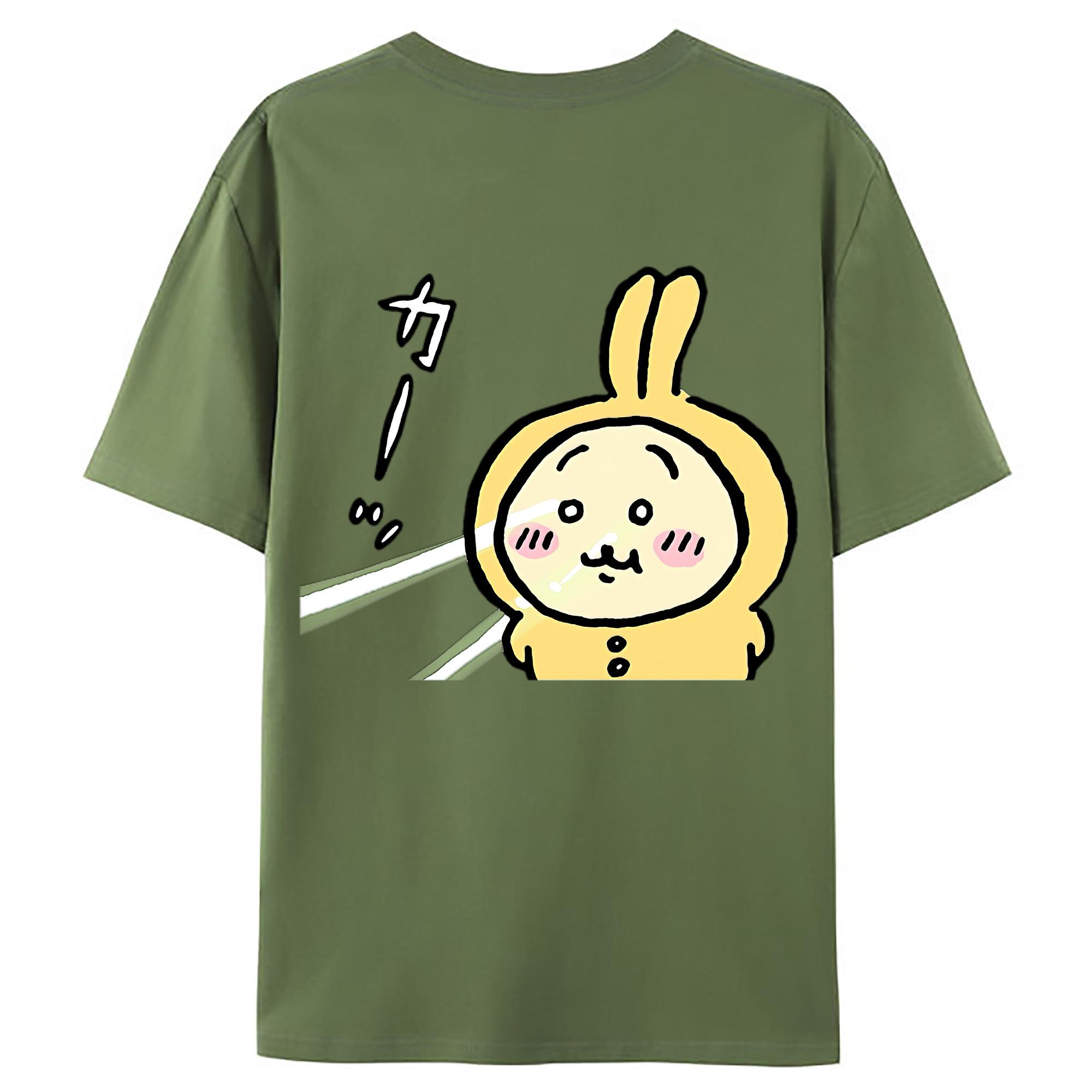 （画像用） ちいかわ うさぎ Chii-kawa usagi 綿100％ メンズ半袖Tシャツ（バックプリント） 通気性